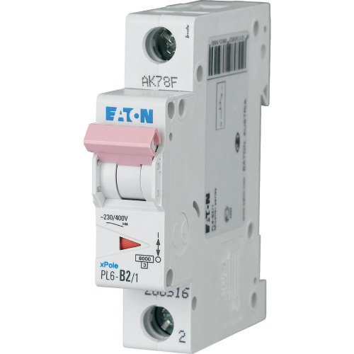Авт. выключатель EATON PL6-D2/1, 1P, 2A, хар-ка D, 6kA, 1M